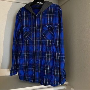 long sleeve hoodie button down.